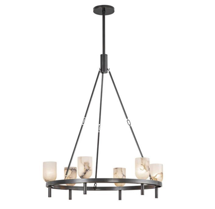 Kuzco CH338632UBAR Lucian 32-in Urban Bronze/Alabaster 6 Lights Chandeliers - Atlantic Lighting