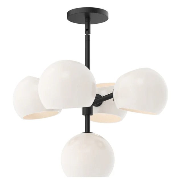 Kuzco CH548518MBOP Willow 18-in Matte Black/Opal Matte Glass 5 Lights Chandeliers - Atlantic Lighting