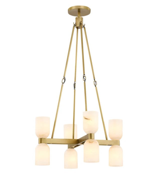 Kuzco CH338822VBAR Lucian 22-in Vintage Brass/Alabaster 8 Lights Chandeliers - Atlantic Lighting