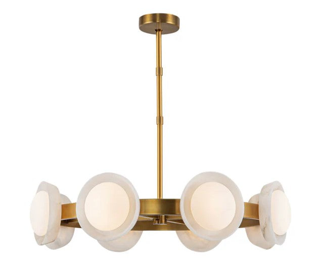 Kuzco CH320837VBAR Alonso 37-in Vintage Brass/Alabaster LED Chandeliers - Atlantic Lighting