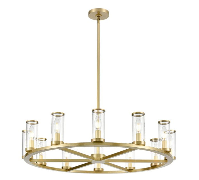 Kuzco CH309012NBCG Revolve Clear Glass/Natural Brass 12 Lights Chandeliers - Atlantic Lighting