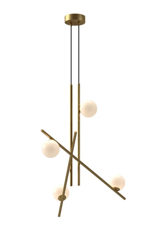 Kuzco CH89832-BG/GO Amara 32-in Brushed Gold/Glossy Opal Glass LED Chandeliers - Atlantic Lighting