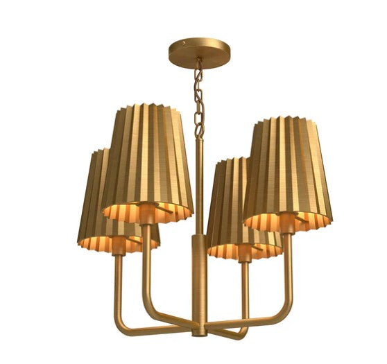 Kuzco CH528423AG Plisse 23-in Aged Gold 4 Lights Chandeliers - Atlantic Lighting
