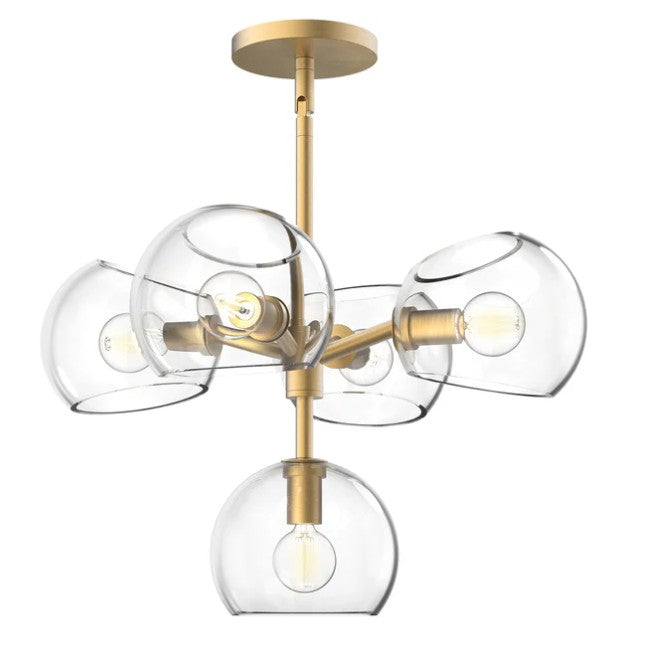 Kuzco CH548518BGCL Willow 18-in Brushed Gold/Clear Glass 5 Lights Chandeliers - Atlantic Lighting