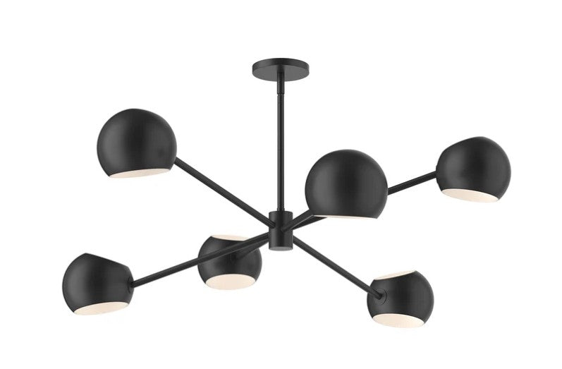 Kuzco CH648637MB Willow 37-in Matte Black 6 Lights Chandeliers - Atlantic Lighting