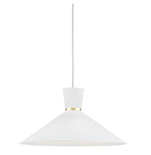 Kuzco 493216-WH/GD Vanderbilt 16-in White With Gold Detail 1 Light Pendant - Atlantic Lighting