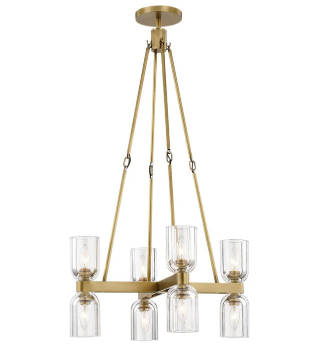 Kuzco CH338822VBCC Lucian 22-in Clear Crystal/Vintage Brass 8 Lights Chandeliers - Atlantic Lighting