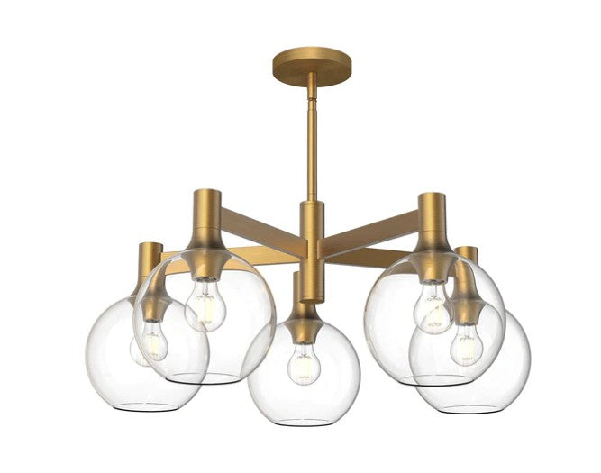 Kuzco CH506129AGCL Castilla 29-in Aged Gold/Clear Glass 5 Lights Chandeliers - Atlantic Lighting