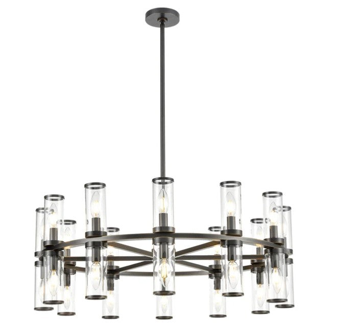 Kuzco CH309024UBCG Revolve Clear Glass/Urban Bronze 24 Lights Chandeliers - Atlantic Lighting