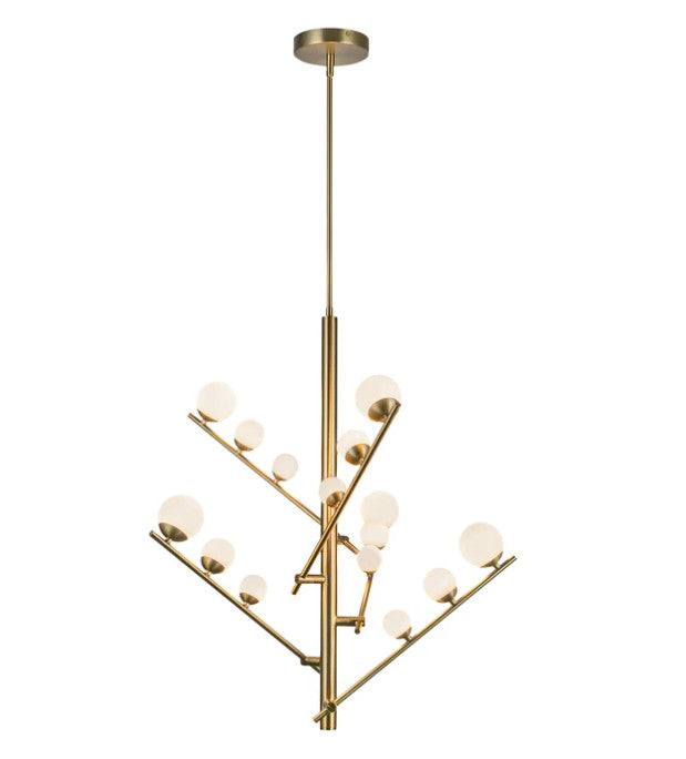 Kuzco CH55530-BG/OP Juniper 5 Head Brushed Gold/Opal Glass LED Chandelier - Atlantic Lighting
