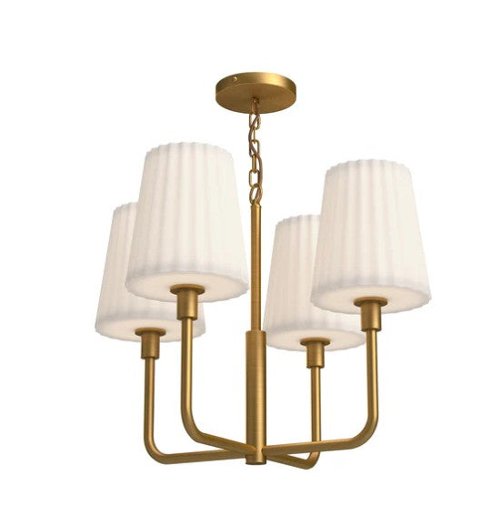 Kuzco CH628423AGOP Plisse 23-in Aged Gold/Opal Matte Glass 4 Lights Chandeliers - Atlantic Lighting