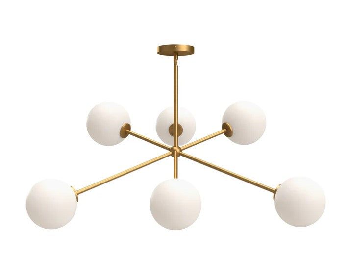 Kuzco CH549640AGOP Cassia 40-in Aged Gold/Opal Matte Glass 6 Lights Chandeliers - Atlantic Lighting