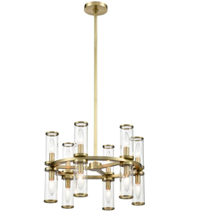 Kuzco CH309066NBCG Revolve Clear Glass/Natural Brass 12 Lights Chandeliers - Atlantic Lighting