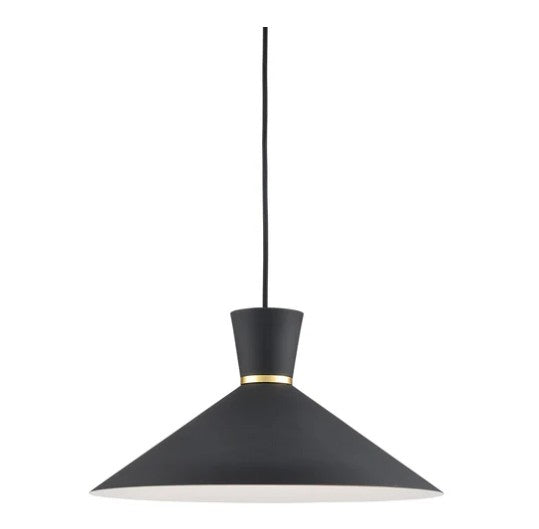 Kuzco 493216-BK/GD Vanderbilt 16-in Black With Gold Detail 1 Light Pendant - Atlantic Lighting