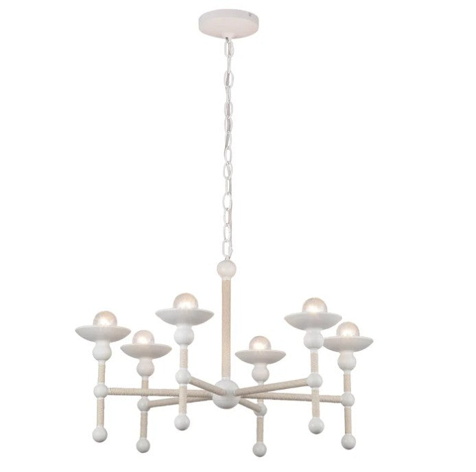 Kuzco CH343625MWCN Nadine 25-in Matte White/Cotton 6 Lights Chandeliers - Atlantic Lighting