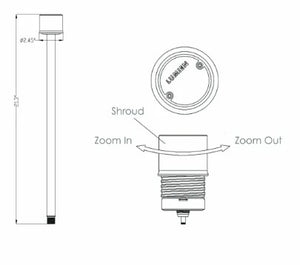 Lumien Brass Path Light Module with 18" Riser, 4W, 230 Lumens, 2700K, Adjustable Beam Spread, Antique Finish - w/  LAP-002