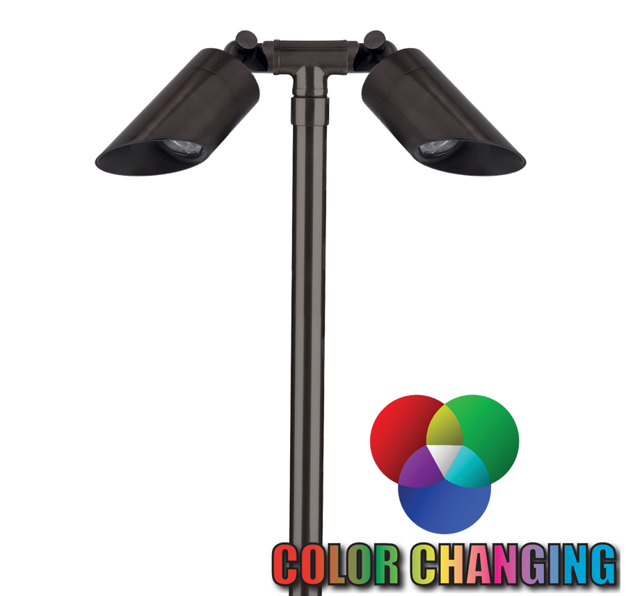 Corona CL-755 twin shrouded path-light heads on a Gun Metal upright stem