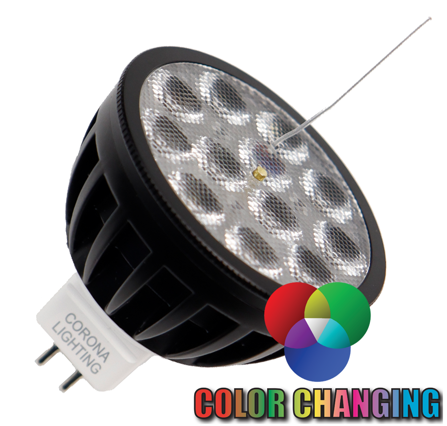 Corona L-ED16-5W-BT black MR16 lamp with multiple optics and external antenna