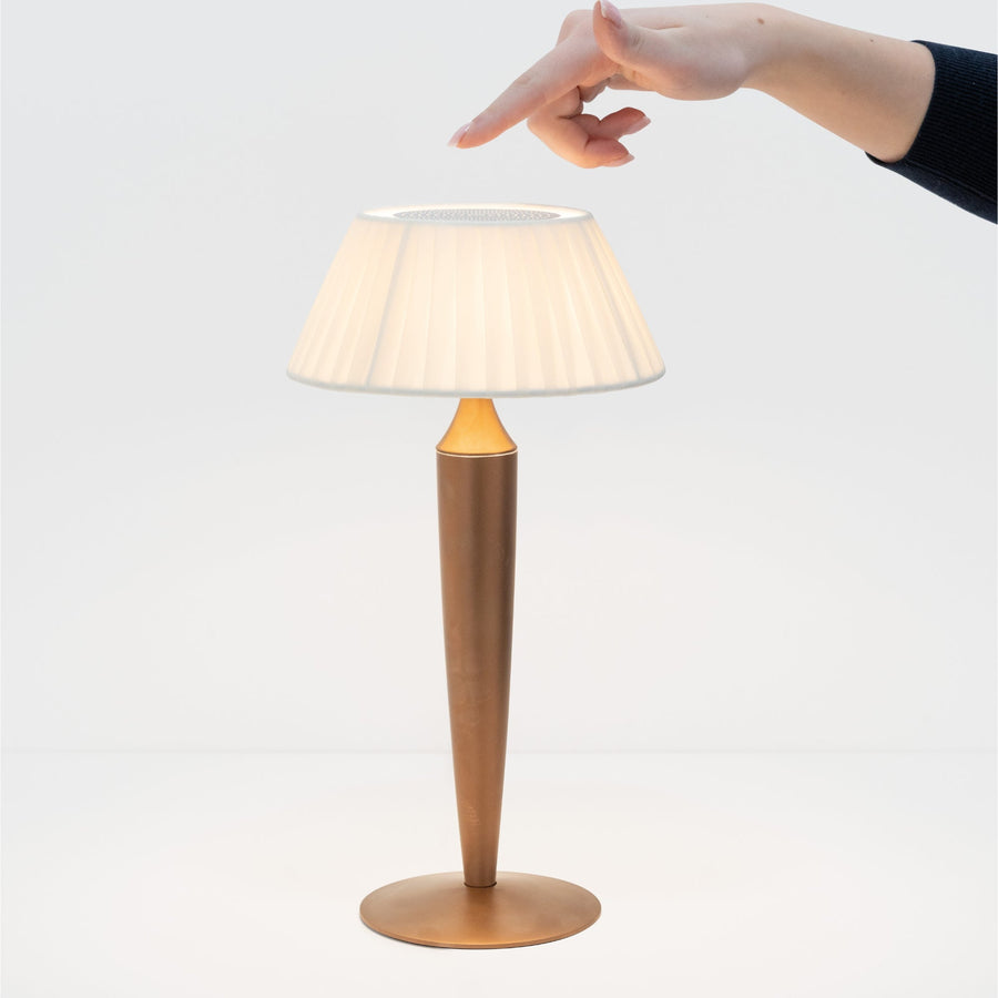 Zafferano LD1240O3 Flaminia cordless table lamp in matte gold – view 2