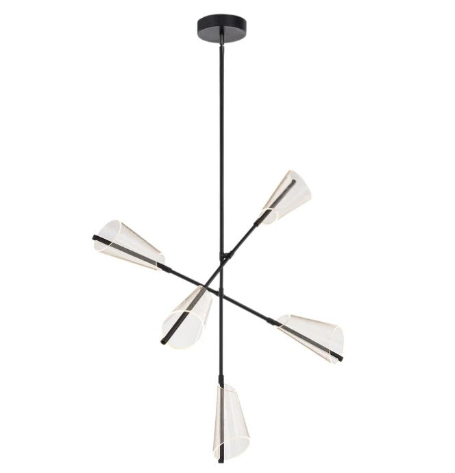 Kuzco CH62737-BK/LG Mulberry 37-in Black/Light Guide LED Chandeliers - Atlantic Lighting