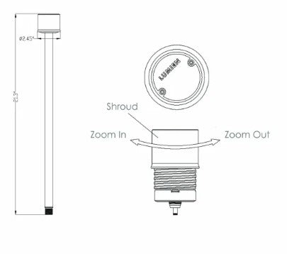 Lumien A6B1-8W-27K-A Brass Path Light Module with 18" Riser, 8W, 2700K, Adjustable Beam Spread, Antique Finish - w/ LAP-002 - Atlantic Lighting