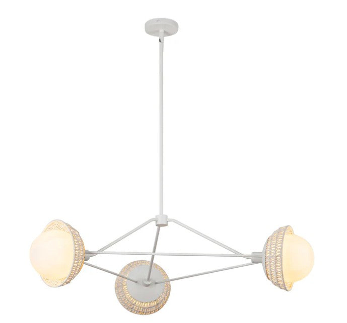 Kuzco CH490340WHOP Perth 40-in White/Opal Glass 3 Lights Chandelier - Atlantic Lighting