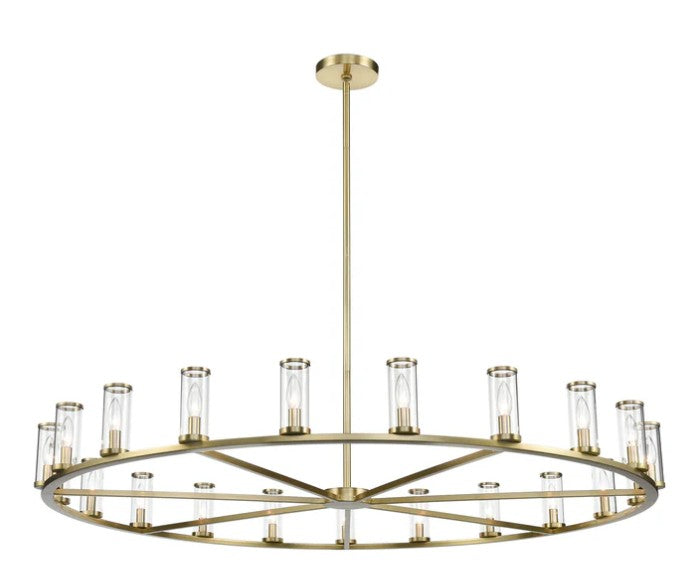 Kuzco CH309021NBCG Revolve Clear Glass/Natural Brass 21 Light Chandeliers - Atlantic Lighting
