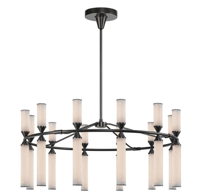 Kuzco CH348038UBFR Edwin 38-in Urban Bronze/Frosted Ribbed Glass LED Chandeliers - Atlantic Lighting