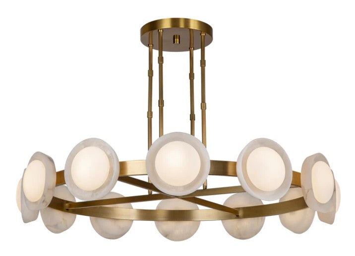 Kuzco CH320050VBAR Alonso 50-in Vintage Brass/Alabaster LED Chandeliers - Atlantic Lighting