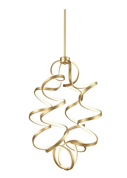 Kuzco CH93934-AN Synergy 34-in Antique Brass LED Chandeliers - Atlantic Lighting