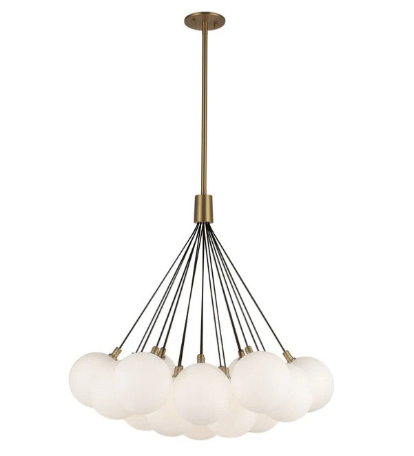 Kuzco CH3128-BG/OP Bolla 28-in Brushed Gold/Opal Glass LED Chandelier - Atlantic Lighting