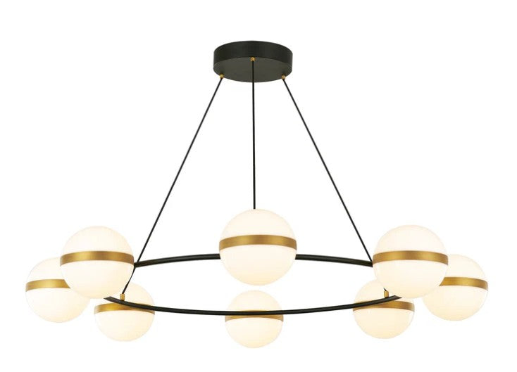 Kuzco CH302008MBBG Tagliato 44-in Matte Black/Brushed Gold LED Chandeliers - Atlantic Lighting