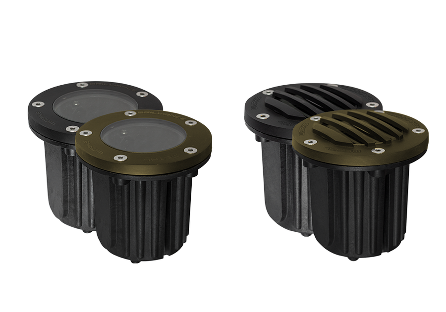 Brilliance Black Diamond MR16 well light flat and grate top options in black and bronze