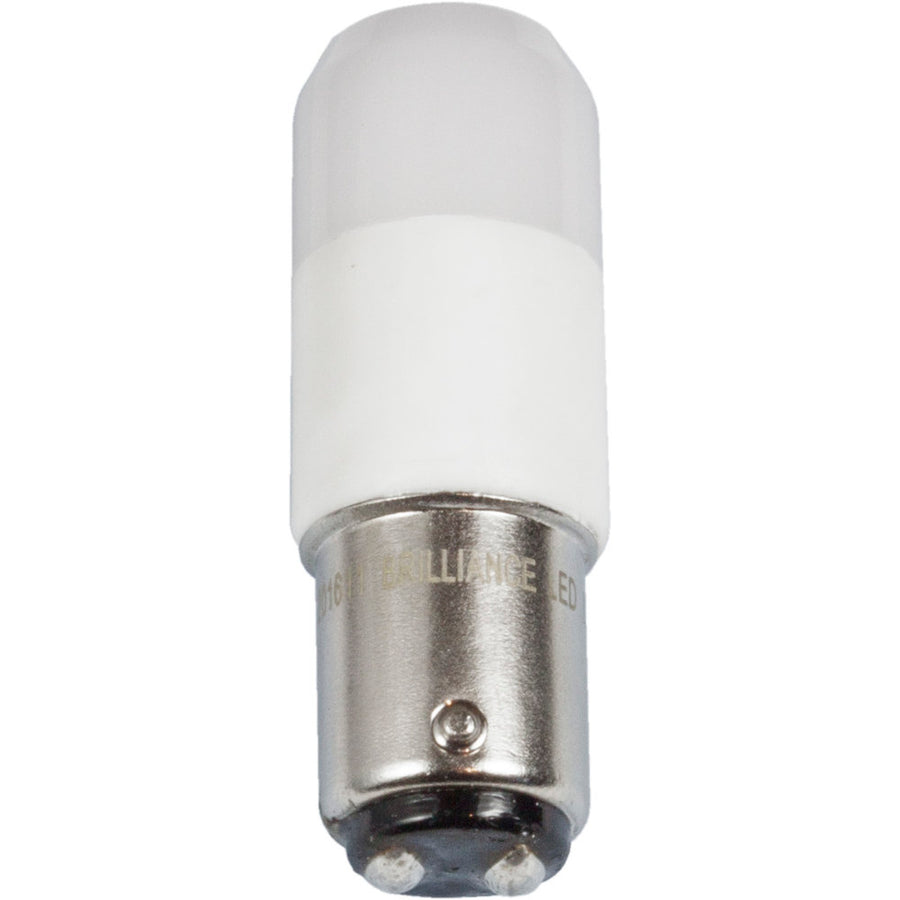Brilliance Beacon DCB LED lamp bottom view showing the double-contact bayonet base