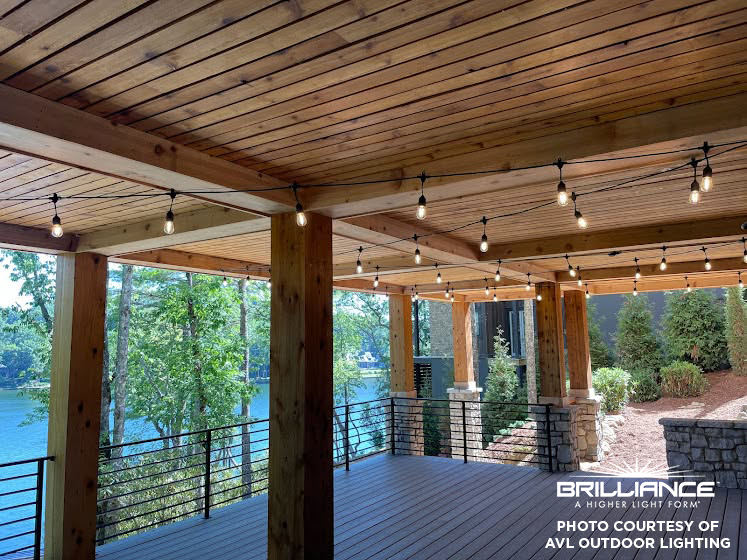 Brilliance low-voltage bistro string lights installed by AVL Outdoor Lighting and Design; lamps sold separately