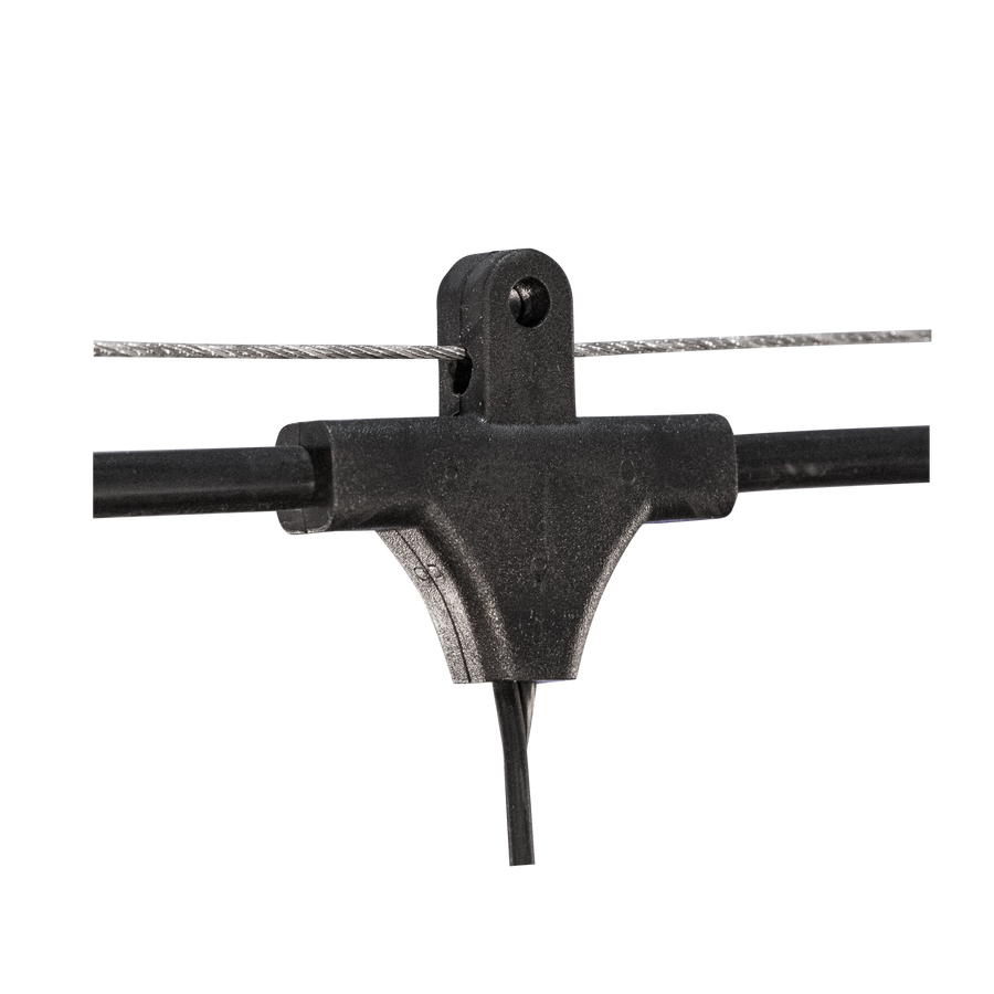 Brilliance bistro string two-way mounting hole with support cable threaded through it
