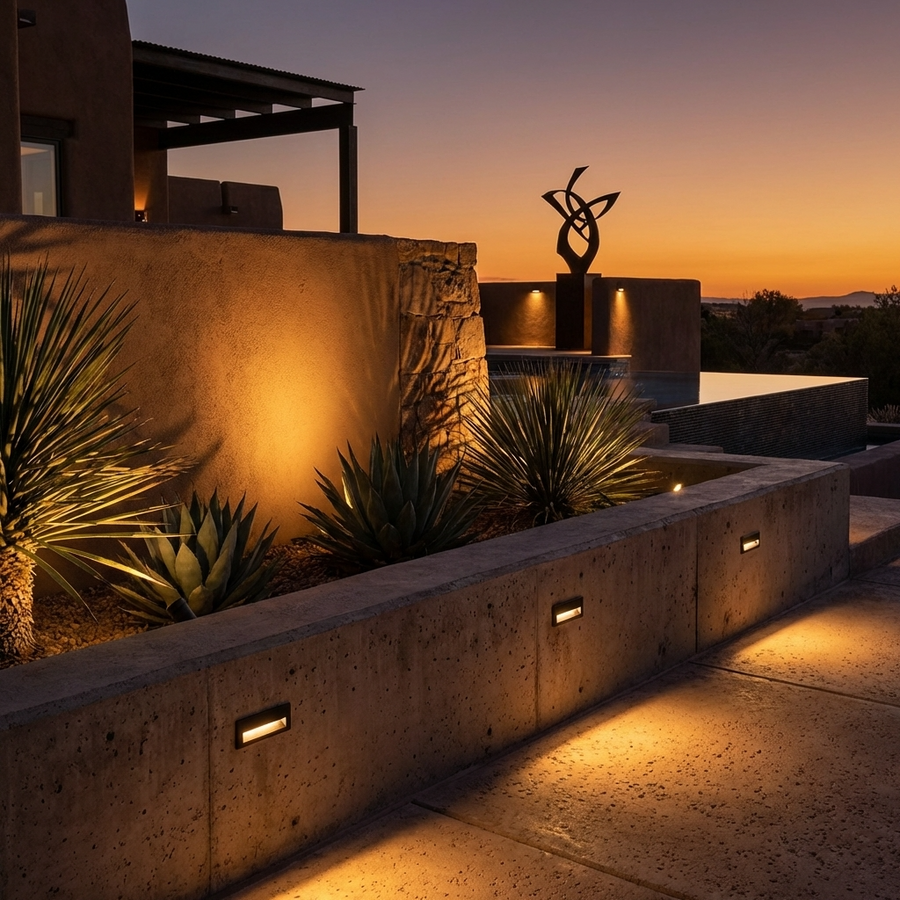 Brilliance Cascades black LED step light installation example