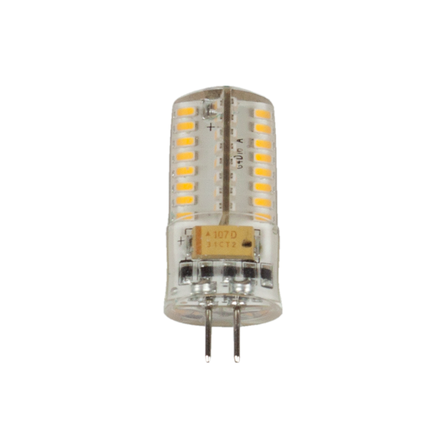 Brilliance 3W G4 Ecostar LED lamp bottom view showing the bi-pin base