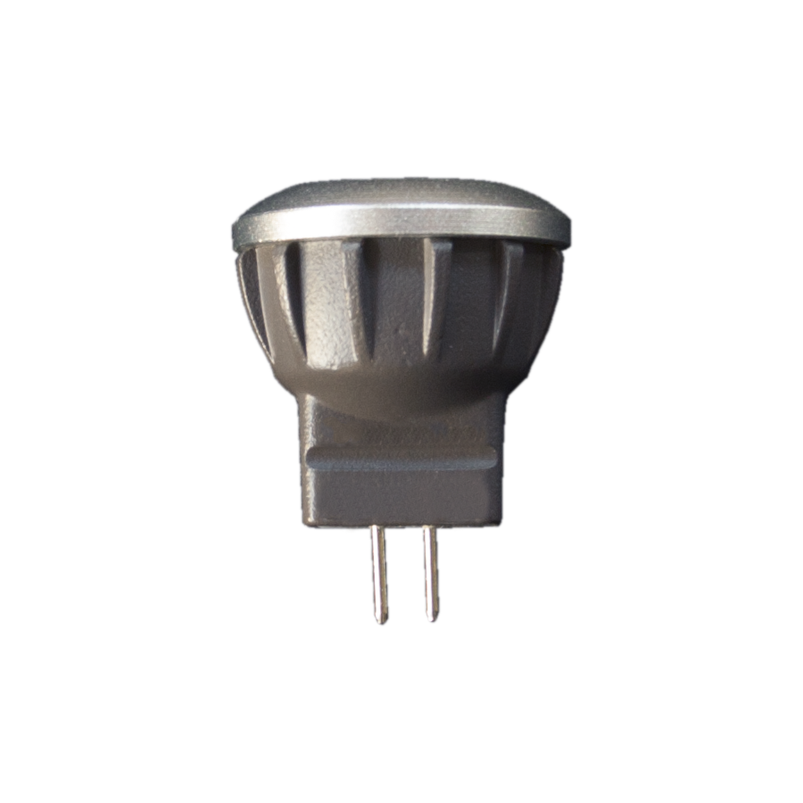 Brilliance MR8 LED lamp side view showing the housing and bi-pin base