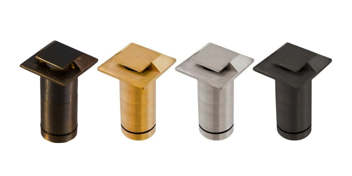 Brilliance VB-10 square eyebrow fixtures; weathered brass shown at left