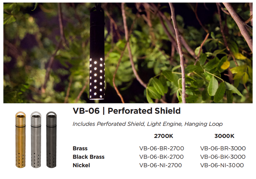 Brilliance Versa Beam VB-06 configuration showing the fixture, finish options, and installation example