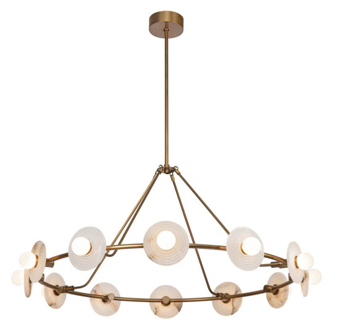 Kuzco CH346046VBAR Dahlia 46-in Vintage Brass/Alabaster LED Chandeliers - Atlantic Lighting