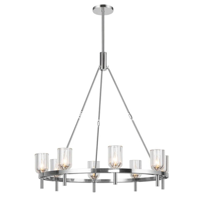 Kuzco CH338836PNCC Lucian 36-in Clear Crystal/Polished Nickel 8 Lights Chandeliers - Atlantic Lighting
