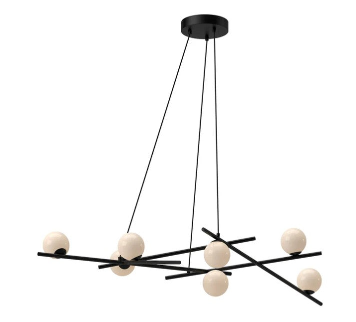 Kuzco CH89854-BK/GO Amara 54-in Black/Glossy Opal Glass LED Chandeliers - Atlantic Lighting