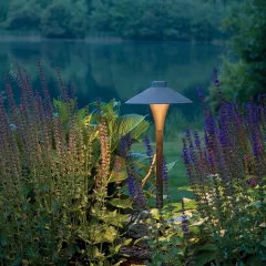 CAST CCH2CB Large China Hat bronze path light installed in landscape