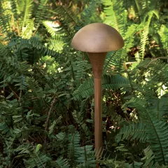 CAST CMU1CB Small Mushroom bronze path light installed in landscape