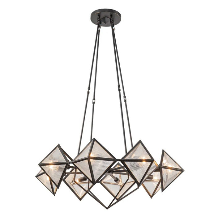 Kuzco CH332830UBCR Cairo 30-in Ribbed Glass/Urban Bronze 8 Lights Chandeliers - Atlantic Lighting