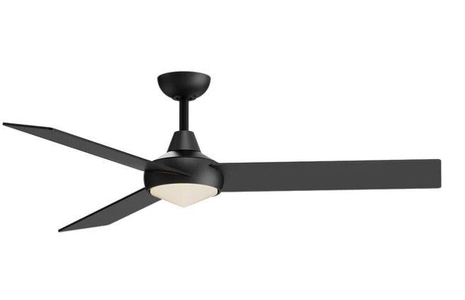 Kuzco CF94956-MB ceiling fan with three black blades and a triangular light