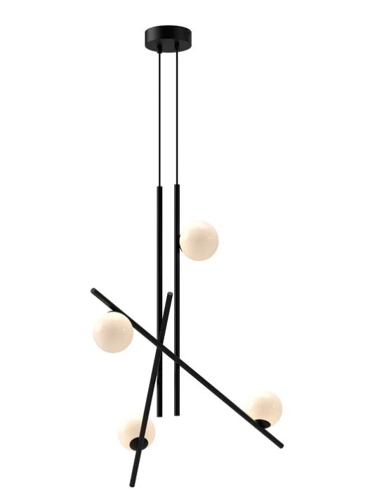 Kuzco CH89832-BK/GO Amara 32-in Black/Glossy Opal Glass LED Chandeliers - Atlantic Lighting