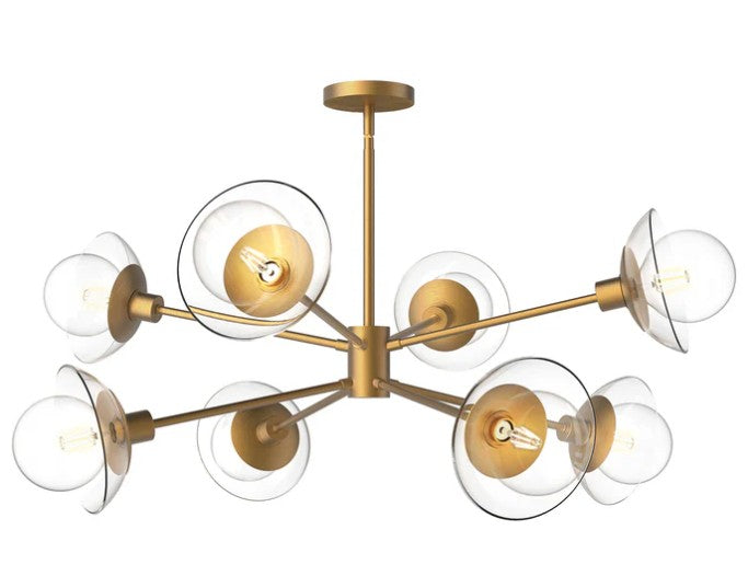 Kuzco CH517338AGCL Francesca 40-in Aged Gold/Clear Glass 8 Lights Chandeliers - Atlantic Lighting